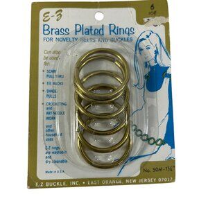 Vintage EZ Buckle Brass Plated Rings for Novelty Belts Buckles 6 Count New